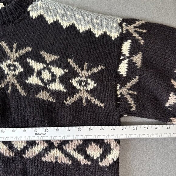 Vintage Hand Knit Wool Fair Isle Sweater Extra Thick Size L/XL Nepal Made Nordic - Picture 6 of 14